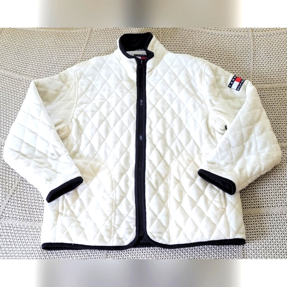 Tommy Hilfiger White Fleece Jacket with lining. In great condition